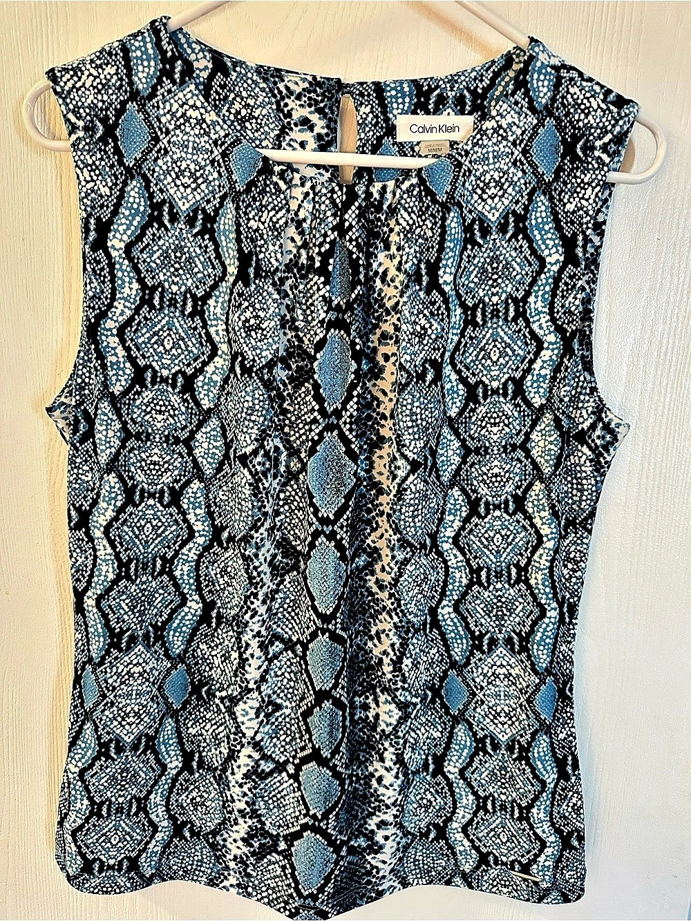 Calvin Klein Geometric Blue & Black Blouse Like New